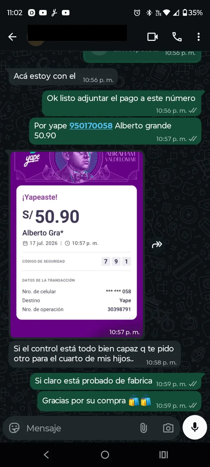 Pago verificado YuyoShop