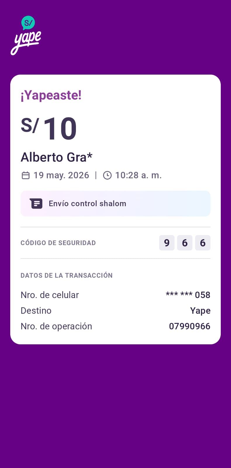 Pago verificado YuyoShop